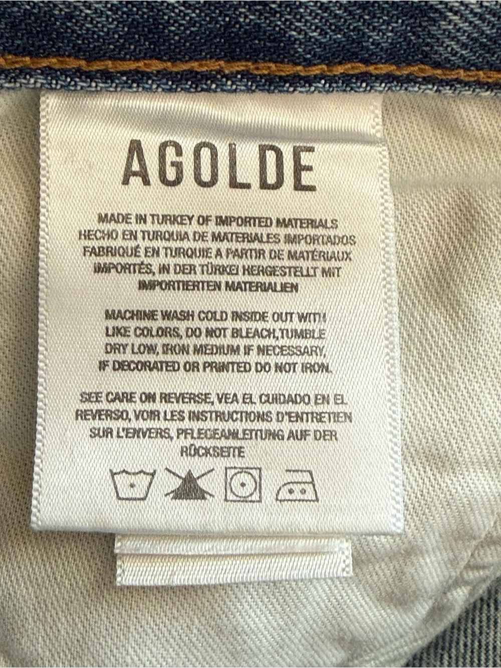 AGOLDE 90s Pinch High Rise Button Fly Distressed Jeans Endless Wash Size 34 - Picture 12 of 14